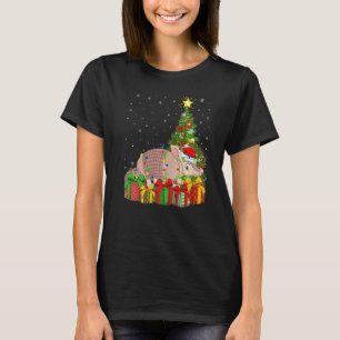 T-shirt Armadillo Éclairage Noël Arbre Santa Chapeau Armad