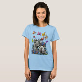 T-shirt Armadillos Bluebonnets Papillons Fleurs sauvages (Devant entier)