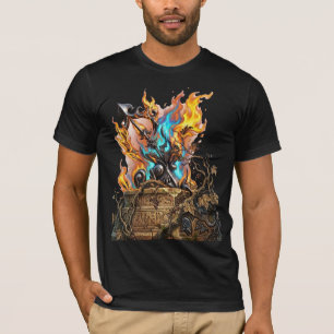 T-shirt Arme mythique flamboyante 3D dessinée à la main -