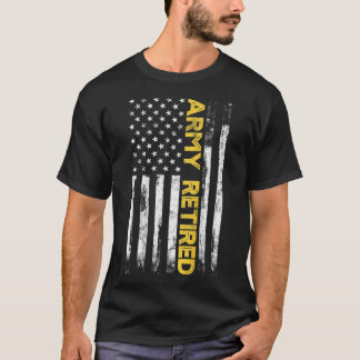 T-shirt Armée Retraite Militaire U.S. Army Mince Gold Line