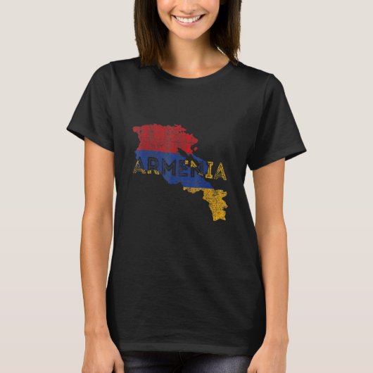 T-shirt Armenian Map and Flag Souvenir Distressed Armeni (Devant)