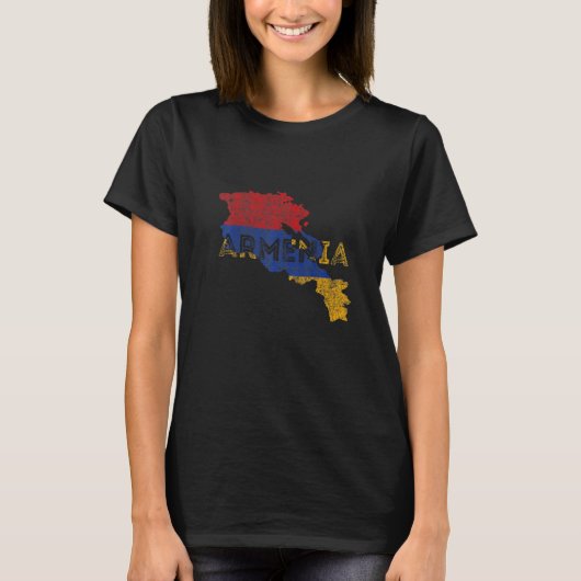 T-shirt Armenian Map and Flag Souvenir Distressed Armenia (Devant)