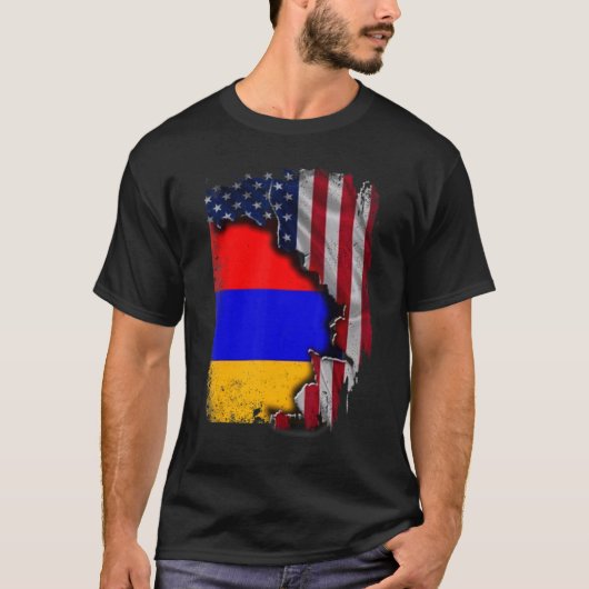 T-shirt Armenian ROOTS Half American Flag Patrioitc Arme (Devant)