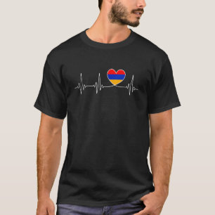 T-shirt Arménie Love Heartbeat et arménien Flag Heart Arm