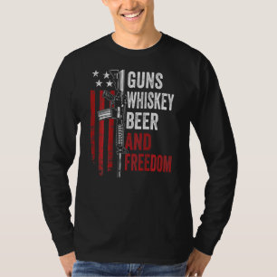 T-shirt Armes À Feu Bière Whisky Et Arme À Boire Liberté S