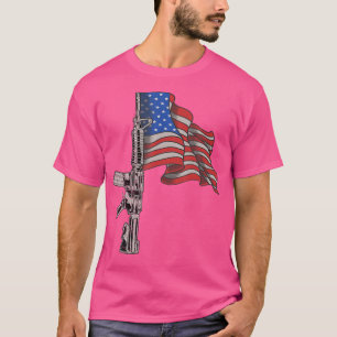 T-shirt Armes Ar-15 Fusil D'Assaut Drapeau Usa Distressed