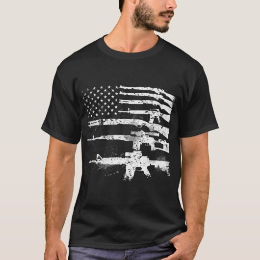 T-shirt Armes Usa Armes Drapeau Rifles Stripes Armées Amér (Devant)