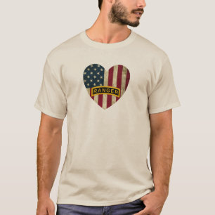 T-shirt Army Ranger School Tab American Heart Flag