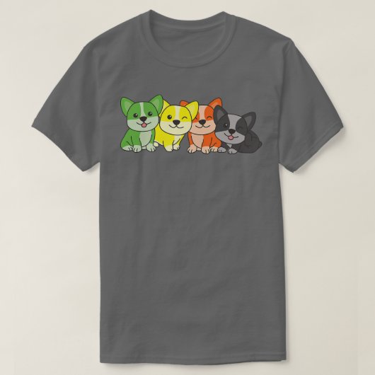 T-shirt Aromantic Flag Pride Lgbtq Chiens Aromantic Corgi- (Design devant)