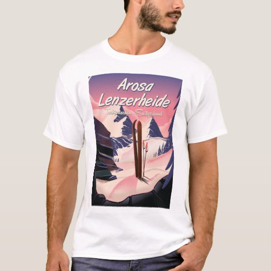 T-shirt Arosa Lenzerheide,Suisse affiche de ski. (Devant)