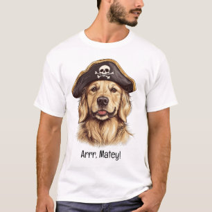 T-shirt Arr Matey Pirate Golden Retriever Chien Crâne