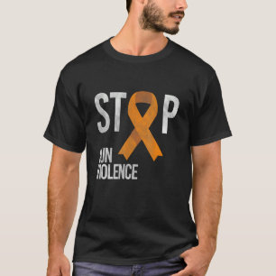 T-shirt Arrêter La Violence Arme À Feu Orange Ruban Pour L
