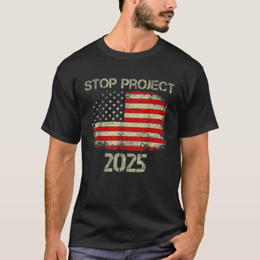 T-shirt Arrêter le projet Trump 2024 - Drapeau américain 2 (Devant)