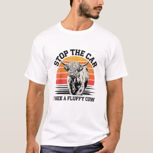 T-shirt Arrêtez La Voiture Je Vois Fluffy Cow Retro Highla
