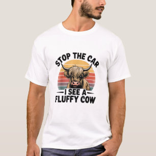 T-shirt Arrêtez La Voiture Je Vois Fluffy Funny Cow Retro