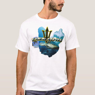 T-SHIRT ARRIÈRE DE TRIDENT DE VAGUE DES BARBADE