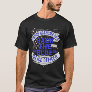 T-shirt Arrière la Ligne Bleue Mince Bleue Fier Grandma Po