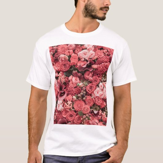 T-shirt Arrière - plan abstrait fleuri rapproché. (Devant)