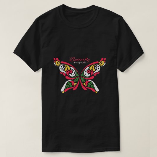 T-shirt Arrière - plan avec un beau papillon. (Design devant)