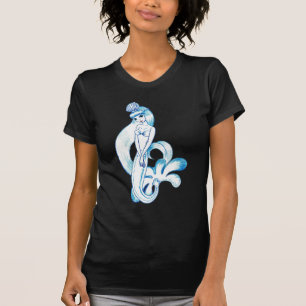 T-shirt Arrière - plan bleu-clair de sirène assez bleue