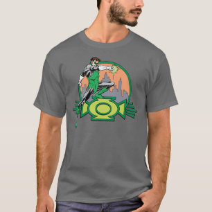 T-shirt Arrière - plan et logo verts de ville de lanterne