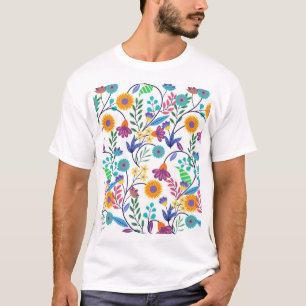T-shirt Arrière - plan floral exotique coloré Motif-23145