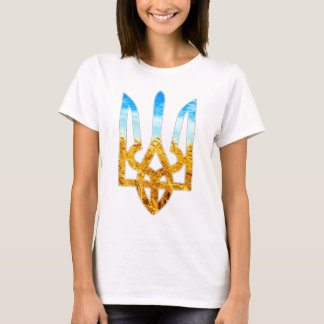 T-shirt Arrière - plan ukrainien de tryzub de blé et de