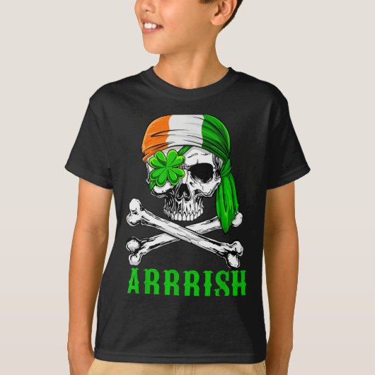 T-shirt Arrish Irish Rate Skull St Patricks Day Clover Gif (Devant)