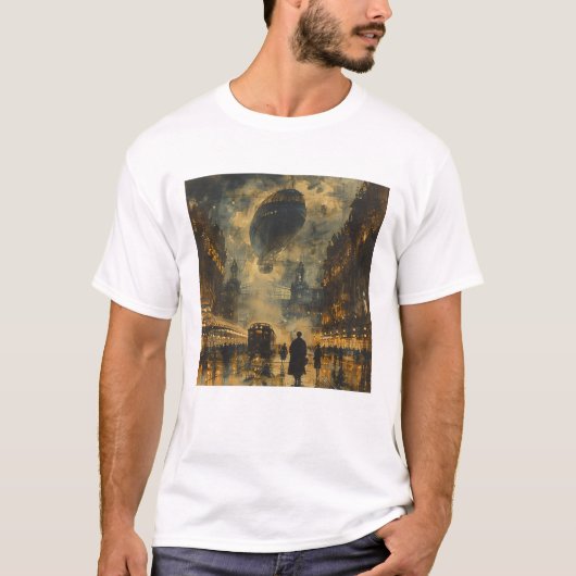 T-shirt Arrivée en soirée - Une scène de rue Steampunk (Devant)