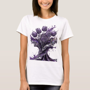 T-shirt Art à Porter Frais Argent FUSION FLORALE VIOLETTE