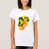 T-shirt art Abstrait alcool encre jaune vert (Devant)