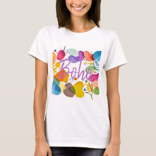 T-shirt Art abstrait botanique bohème découpé coloré