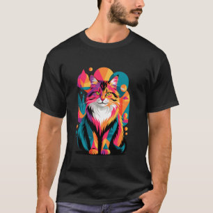 T-shirt Art Abstrait Chat de la Forêt Norvégienne Wegies
