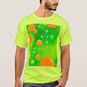 T-shirt Art abstrait de bulles orange et vert