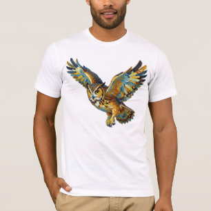 T-shirt Art abstrait de chouette volante avec coup de pinc