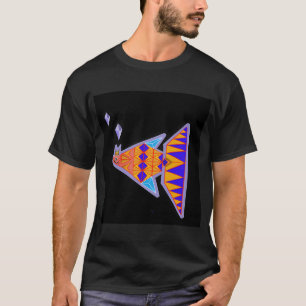 T-shirt Art abstrait de poisson,art moderne,design numériq