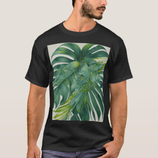 T-shirt Art Abstrait feuille tropical arrière - plan.