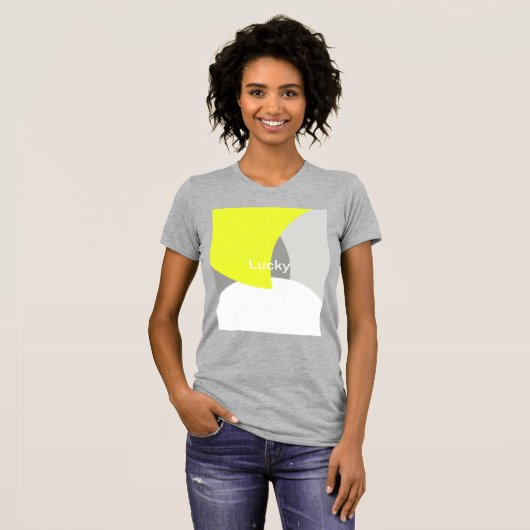 T-shirt Art Abstrait gris jaune blanc (Devant entier)