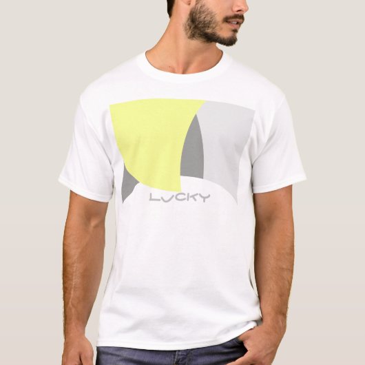 T-shirt Art Abstrait gris jaune blanc (Devant)