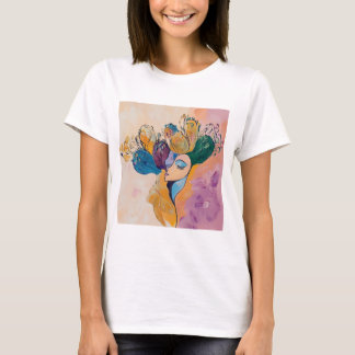 T-shirt Art Abstrait, peinture florale, Design moderne,