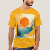 T-shirt Art Abstrait Sunset Waves (Devant)
