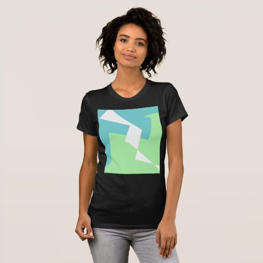 T-shirt Art Abstrait Turquoise Bleu Vert (Devant entier)