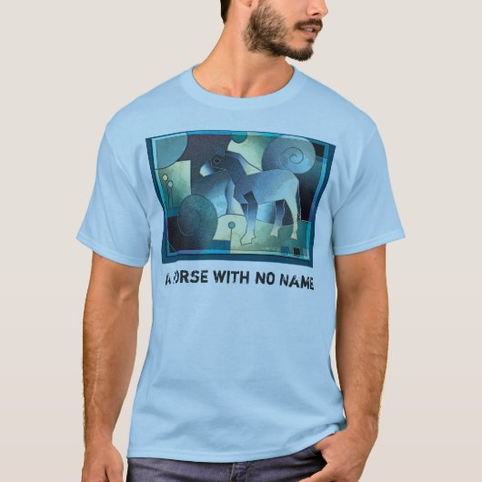 T-shirt ART abstrait - UN CHEVAL - sable bleu (Devant)