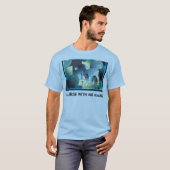 T-shirt ART abstrait - UN CHEVAL - sable bleu (Devant entier)