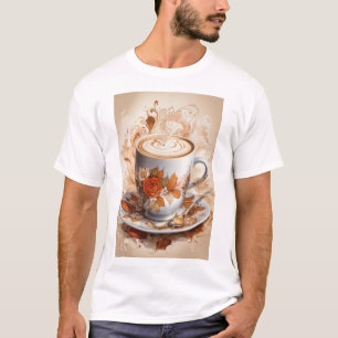 T-shirt Art Abstrait - Une grande tasse de cappuccino crém