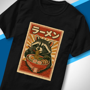T-shirt Art alimentaire japonais rétro : Raton laveur mang