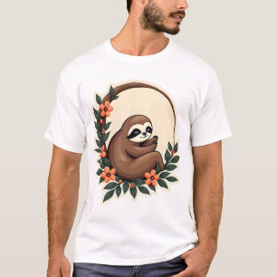T-shirt Art Animal Rétro Botanique Floral Paresseux Vintag