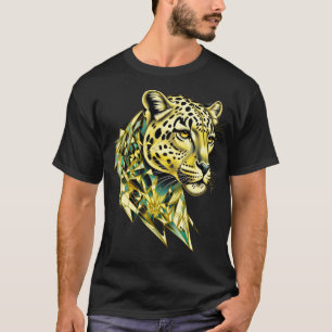 T-shirt Art animalier abstrait de luxe léopard géométrique