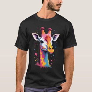 T-shirt art animalier africain La girafe colorée pour drôl