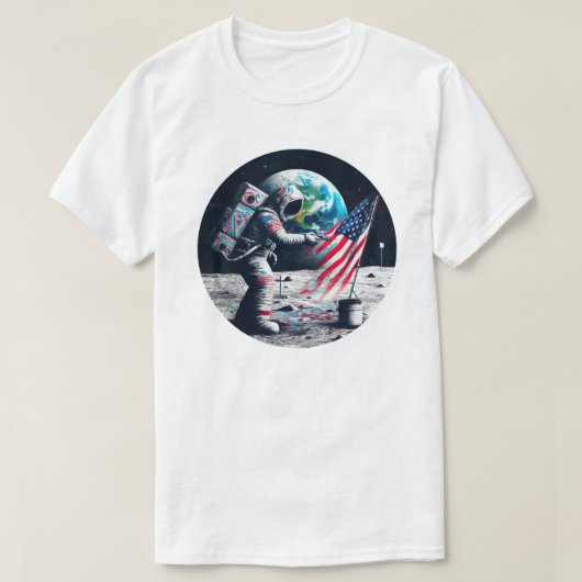 T-shirt Art astronaute américain Moon Landing (Design devant)